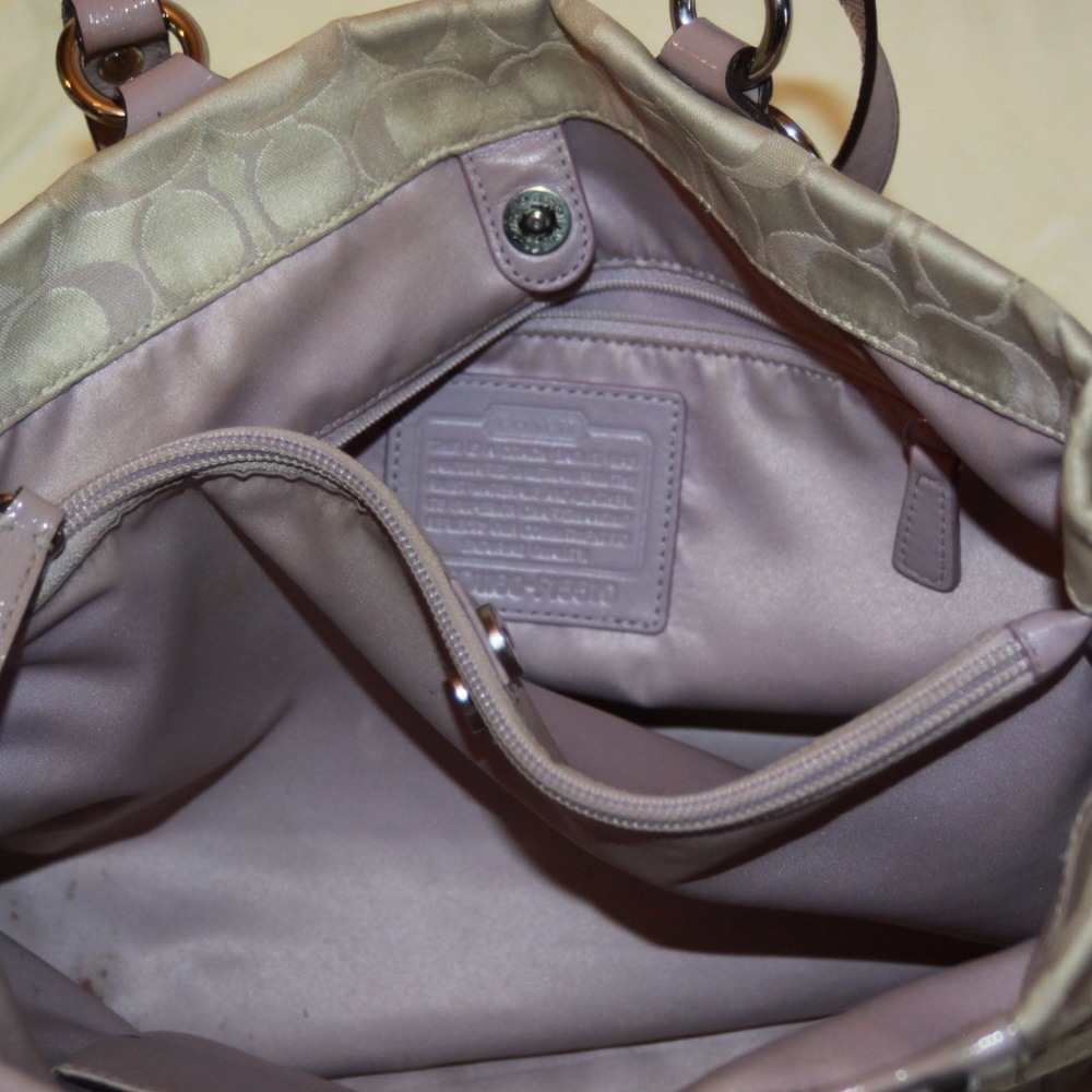 Coach 15510 Ashley Cary All Beige Purple Purse - Picture 7 of 7
